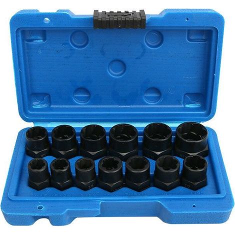 13PCS Jeu de extracteur d'écrous douille∣Coffret de douille extracter de boulon arrondi∣extracteurs de vis à tête hexagonale∣Extracteur du Goujon Endommagé Matériau 8-19mm 13 tailles (1/5)