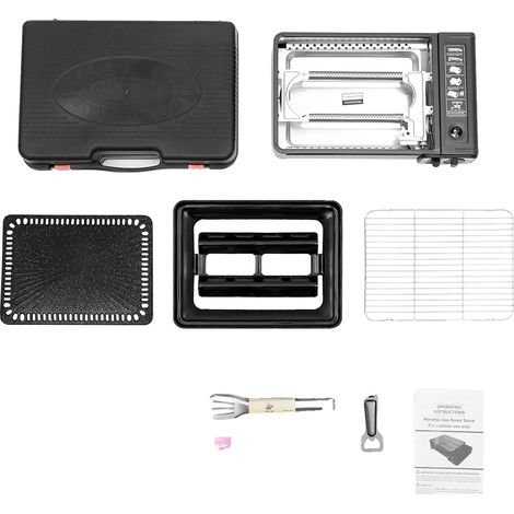 Gril de Camping, Design Portable, Performance Puissante, noir (1/2)