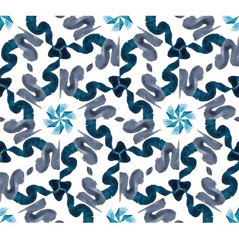 Tela decorativa para exteriores Oxford - Diseño abstracto de flores azules I DR212 (1/5)
