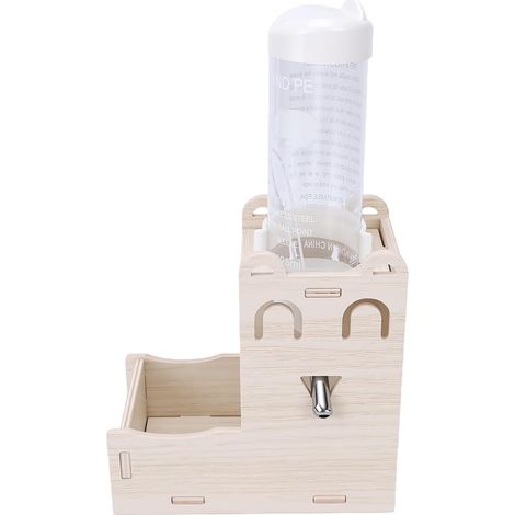 Porte-Bouteille d'eau pour Hamster, Support Distributeur Suspendu en Bois Composite avec Base Lestée, Support d'alimentation 2 en 1, 5,12 X 2,76 X 5,12 Pouces pour Cage à Hamster, Gerbille (1/5)