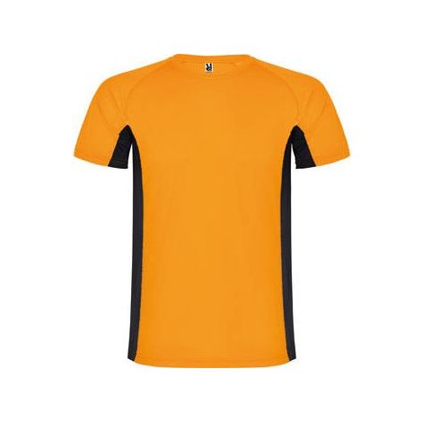 Camiseta técnica combinada de poliéster con manga raglán SHANGHAI ROLY M Naranja Fluor/Negro