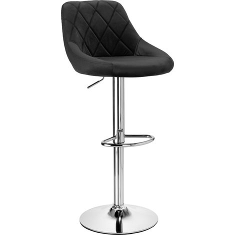 Tabouret de bar Cydro chromé en velours noir (1/5)