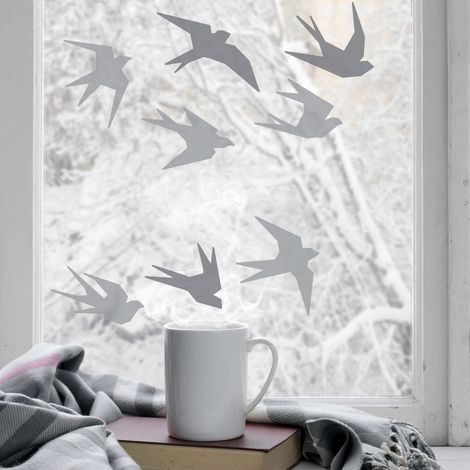Sticker électrostatique hirondelles modernes 21x29,7cm – Décoration graphique pour vitres intérieures et extérieures – Installation rapide – Plage (1/3)