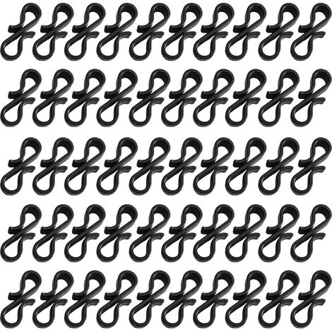 Lot de 50 mini crochets de gouttière en plastique noir en forme de S pour décorations extérieures (1/5)