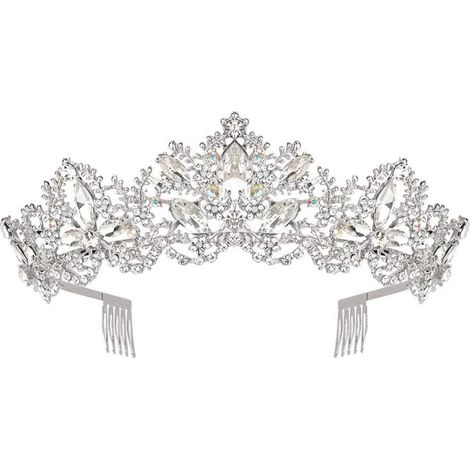 Couronne de cristal, tiare en zircon cuivré ornée de strass et de fleurs en cristal (1/5)