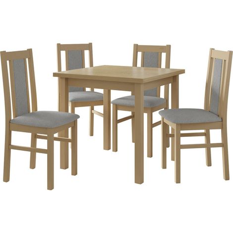 Conjunto de mesas y sillas para comedor Victorville 310, Roble Sonoma, 78x80x80cm, Diámetro: 0, Número de asientos: 4, Estilo: Contemporary (1/5)