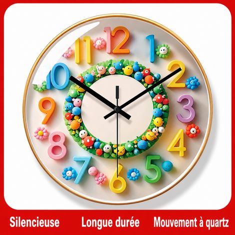 Horloge murale ronde quartz 14 pouces 7092-B ultra-silencieuse cadre doré cadran bleu 14 réf 9423 33,5 × 32,5 × 5 cm 1,22 kg – Livraison gratuite