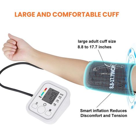 Electronic Blood Pressure Monitor - Blood Pressure & Pulse Measurement with Dual Memory (2x99), Adjustable Armband 22-32 cm, Large LCD Display, Self-Diagnostics - Clinically Validated Home Use (1/5)