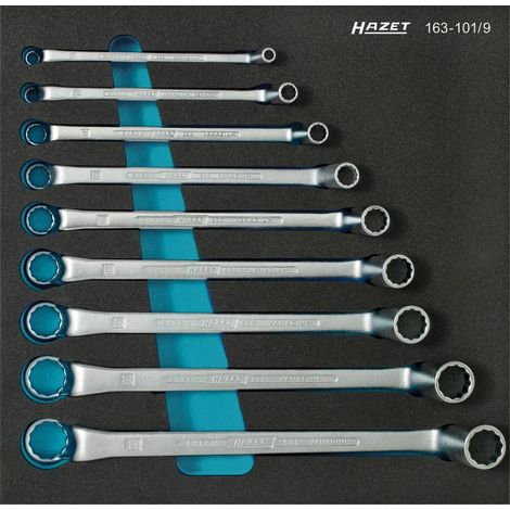 Assortiment d'outils pour servante 163-101/ 9 Jeu de Clés polygonales doubles 9 pièces Hazet (1/2)