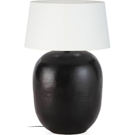 Pied de lampe en terre cuite noire - noir et blanc (1/4)