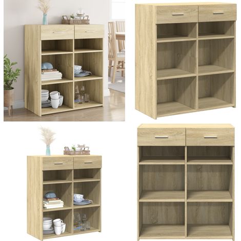 Buffet chêne sonoma 80x42,5x93 cm bois d'ingénierie - Buffet - Meuble De Rangement - Armoire - Commode - Bois D'ingénierie - Home & Living (1/5)