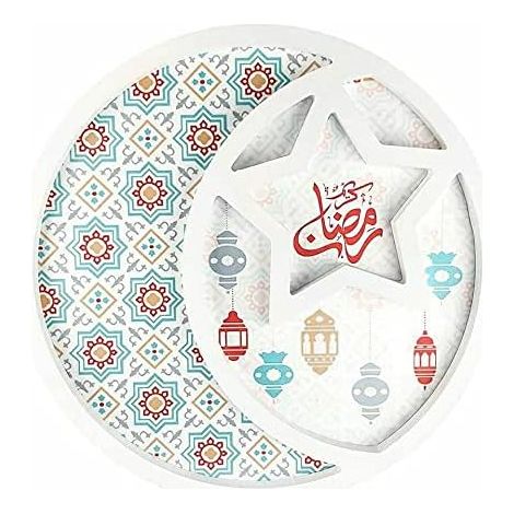Piatto Bianco da Dessert Eid Mubarak Piatto da Portata Ramadan (1/3)