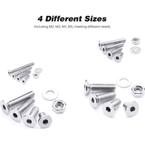 880Pcs 304 En Acier Inoxydable Fraisee Tete Hexagonale Combinaison Boulon M2 M3 M4 M5 Ecrou A Six Pans Rondelle Vis Kit Combine (1/4)