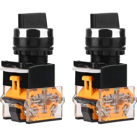 2PCS Commutateur Rotatif, Bouton de Sélection Rond 22mm Sélecteur Rotatif Étanche 2 Positions NC + NO Autobloquant (1/5)