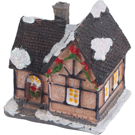 de maison de Noël lumineuse LED à piles en résine idéale (1/2)