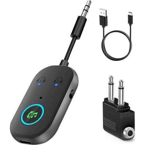 Ricevitore Bluetooth 5.3，Trasmettitore Bluetooth 2 in 1，Adattatore Bluetooth da 3,5 mm，Supporta 2 dispositivi tra AirPods/Cuffie (1/5)