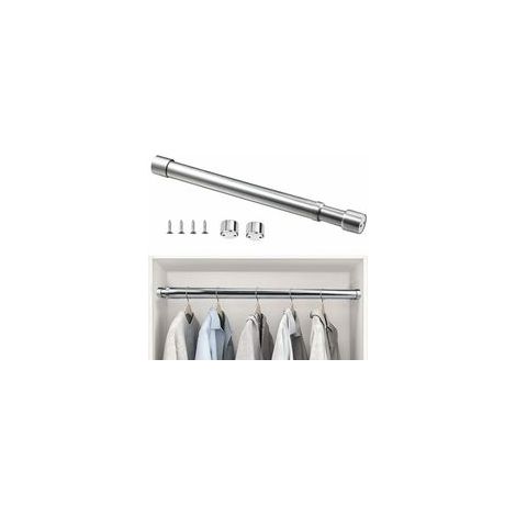 Barre de Penderie Extensible en Acier Inoxydable 48cm à 80cm Tringle à Rideaux Télescopique Ajustable Tube de Penderie Extensible Anticorrosion pour Penderie Salle de Bains Cuisine Chambre