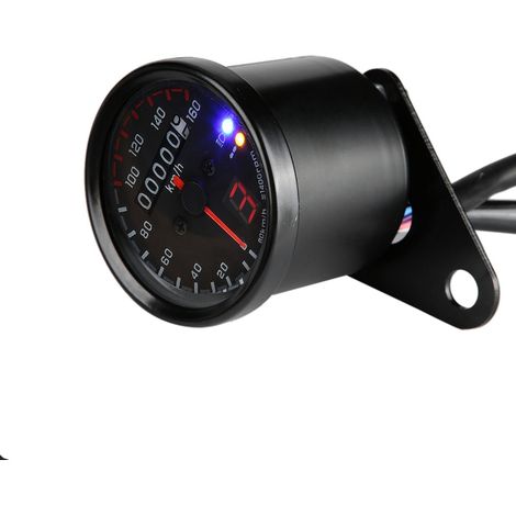 Universeller LED-Tachometer für Motorrad/ATV, hintergrundbeleuchteter Kilometerzähler (12 V DC), Kilometeranzeige mit Geschwindigkeitsanzeige (1/5)