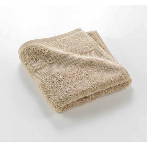 SERVIETTE DE TOILETTE 50 x 90 CM EPONGE UNIE ELEGANCE NOISETTE