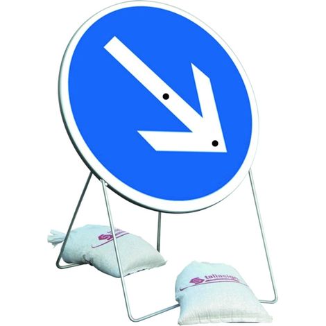 Panneau de chantier BK21 A2 850 T1 Sens Fleche Réversible Avec Pied Et 2 Sac de Lestage - TALIAPLAST