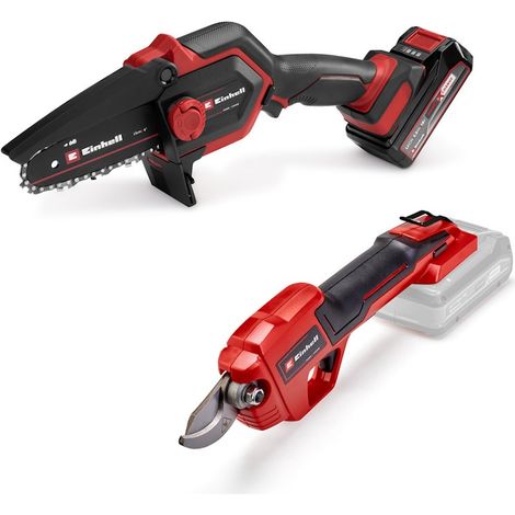 EINHELL Kit d’élagage sans fil - GE-PS 18/15 + GE-LS 18 - batterie 2,5 Ah, chargeur et sac (1/5)