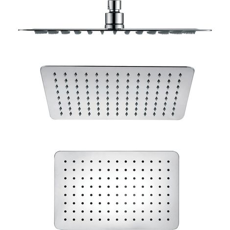 Soffione doccia rettangolare acciaio inox 2 mm spessore effetto pioggia varie misure bagno misure 200x300x2 mm 104 ugelli - confezione 5