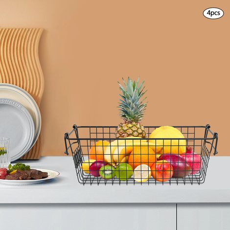 4 stapelbare Aufbewahrungskörbe, Gemüse-Aufbewahrungskörbe, Mesh-Design atmungsaktive Körbe, 40 15,5 15cm (1/5)