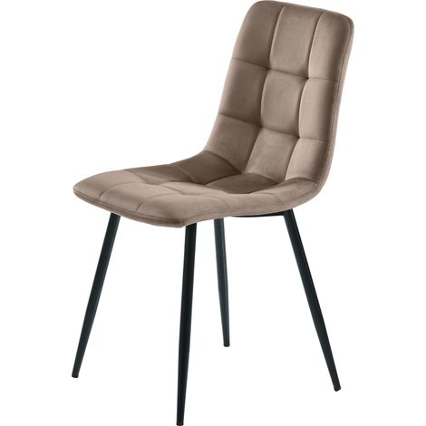 Pack de 4 sillas de comedor marrones de terciopelo con respaldo y patas de metal (1/5)