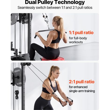 Station de Musculation à Poulie 3 en 1, Machine à Tirage Vertical avec 18 Niveaux de Réglage en Hauteur, pour LAT Bras Gym Domicile… (1/5)