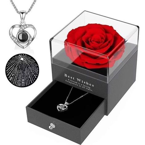 Cadeau Femme, Cadeaux Fête des mères Rose Eternelle Idée Love You 100 Langues Femme Cadeaux Anniversaire Cadeau Fete des Mere (1/5)