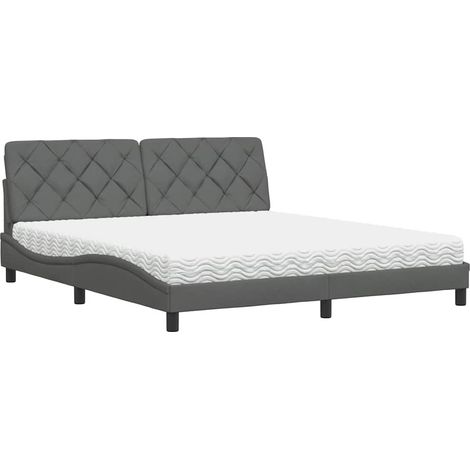 Maison Exclusive - Bett mit Matratze Dunkelgrau 180x200 cm Stoff
