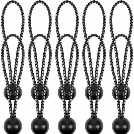 Tendeur Elastique, 10 Pièces Robuste et Durable Balles de Cordon Élastique et Clips de Tente,Tendeurs de Bâche avec Boule pour Pavillon, Bâche, Camping, Tente (1/5)