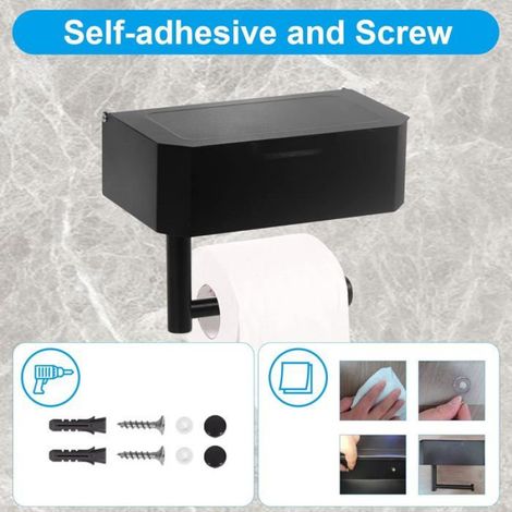 Porte-Papier-Toilette - Boîte À Lingettes - Acier Inoxydable Brossé - Fixation Murale Visée Ou Adhésive - Or Brossé - 1 Rouleau (1/5)