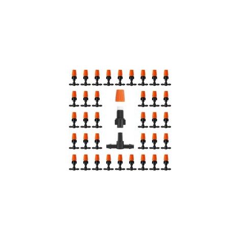 50er-Pack Mikrospray-Bewässerungstropfer mit einstellbarem Durchfluss, einstellbare Tropfbewässerungssprinkler für Garten- und Gartenanschlussarten für Wintergärten und Terrassen  - Crezuo