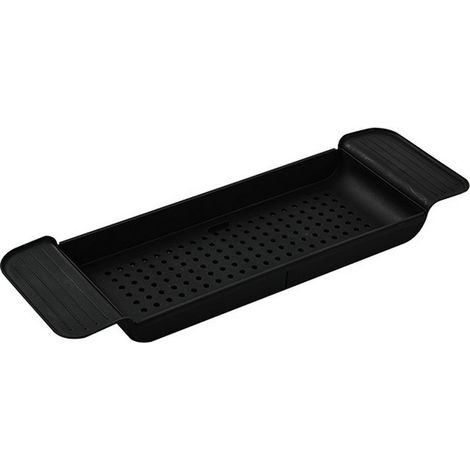 Plateau de baignoire coulissant Panier de douche en plastique résistant Rangement pratique pour savons, éponges et bombes de bain (1/5)