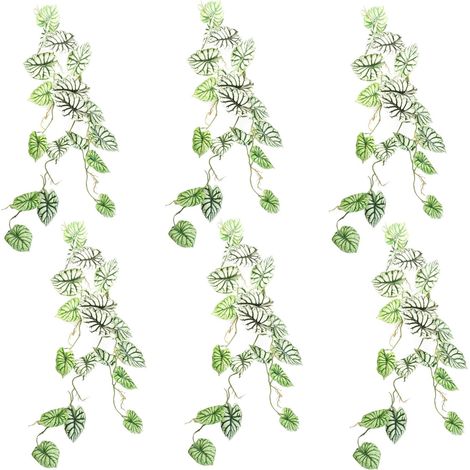 6 x 120cm Artificial Hanging Trailing Plant Alocasia Dragon Scale Light - Premium Quality (1/5)
