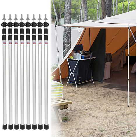 TolleTour Accessori per gazebo e padiglione – 8 pali telescopici per tenda, altezza regolabile 88–234 cm