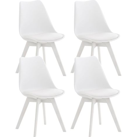 Lot de 4 chaises de salle à manger cuisine design moderne synthétique blanc 100001383 (1/5)
