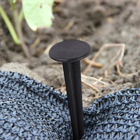 ZHIJIA PREMIUM lot 20 piquets jardin plastiques noirs 12 cm fixation bâche désherbage gazon aménagement extérieur (1/5)