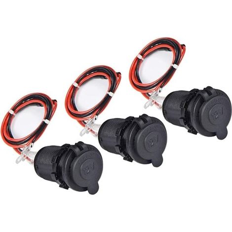 Encendedor de cigarrillos Enisina，resistente al agua，toma de mechero de 12 V/24 V CC para barco，con cable de 0,6 m (3 unidades) (1/4)