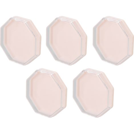 Boîte de rangement pour houppettes roses octogonales portables (lot de 5) pour houppettes de maquillage et capsules d'ongles. (1/5)