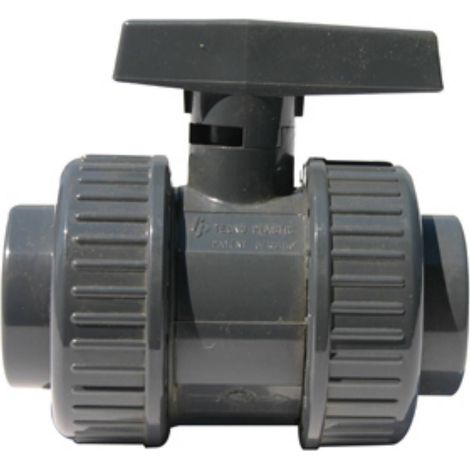 VANNE DOUBLE UNION POIGNEE GRISE PVC BVE FF 1/2'' RENSON