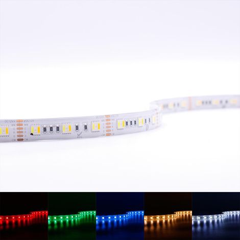 Strip 12V LED Streifen 5M 18W/m 60LED/m 12mm - Lichtfarbe: RGB+CCT Dual Weiß - Schutzart: IP65 (1/5)
