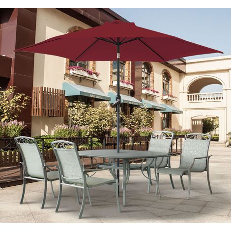 Greenbay Round Garden Parasol Sun Shade Patio Outdoor Umbrella Canopy Crank Tilt Mechanism 3M Wine