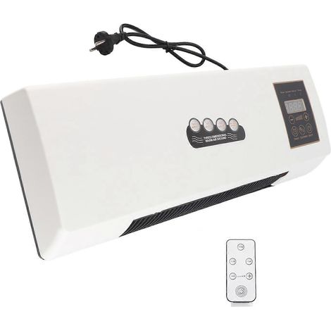 Chauffage de salle de bain mural portable avec fonctions de chauffage et de refroidissement, livré avec télécommande. (1/4)