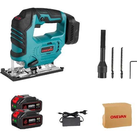 Scie sauteuse, moteur sans balais, angles de coupe réglables, 2Batterie 1EU chargeur (1/2)