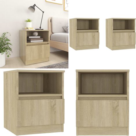 Tables de chevet 2 pcs Chêne sonoma 40x40x50 cm Aggloméré - Table De Chevet - Meuble De Chambre - Commode - Rangement - Bois Massif - Home & Living (1/5)