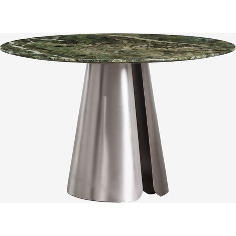 Table de salle à manger ronde Ø120 cm en acier inoxydable Baelor SKLUM Marbre vert Forest