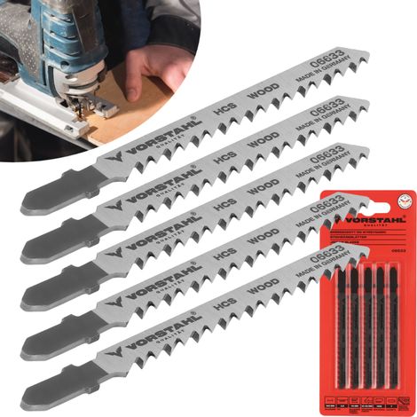 Lames de scie sauteuse pour bois, en forme de T (T) 100 mm  5 pièces  Vorstahl (1/5)