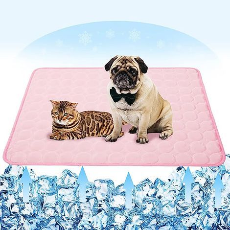 1 Kühlmatte, wendbar für Hunde und Katzen, aus Eisseidengewebe, waschbar, ideal für drinnen, draußen und auf Reisen (1/5)